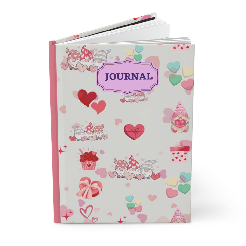 Valentine's Day Gnome Journal - 150 page (75 sheets) Line Hardback Journal