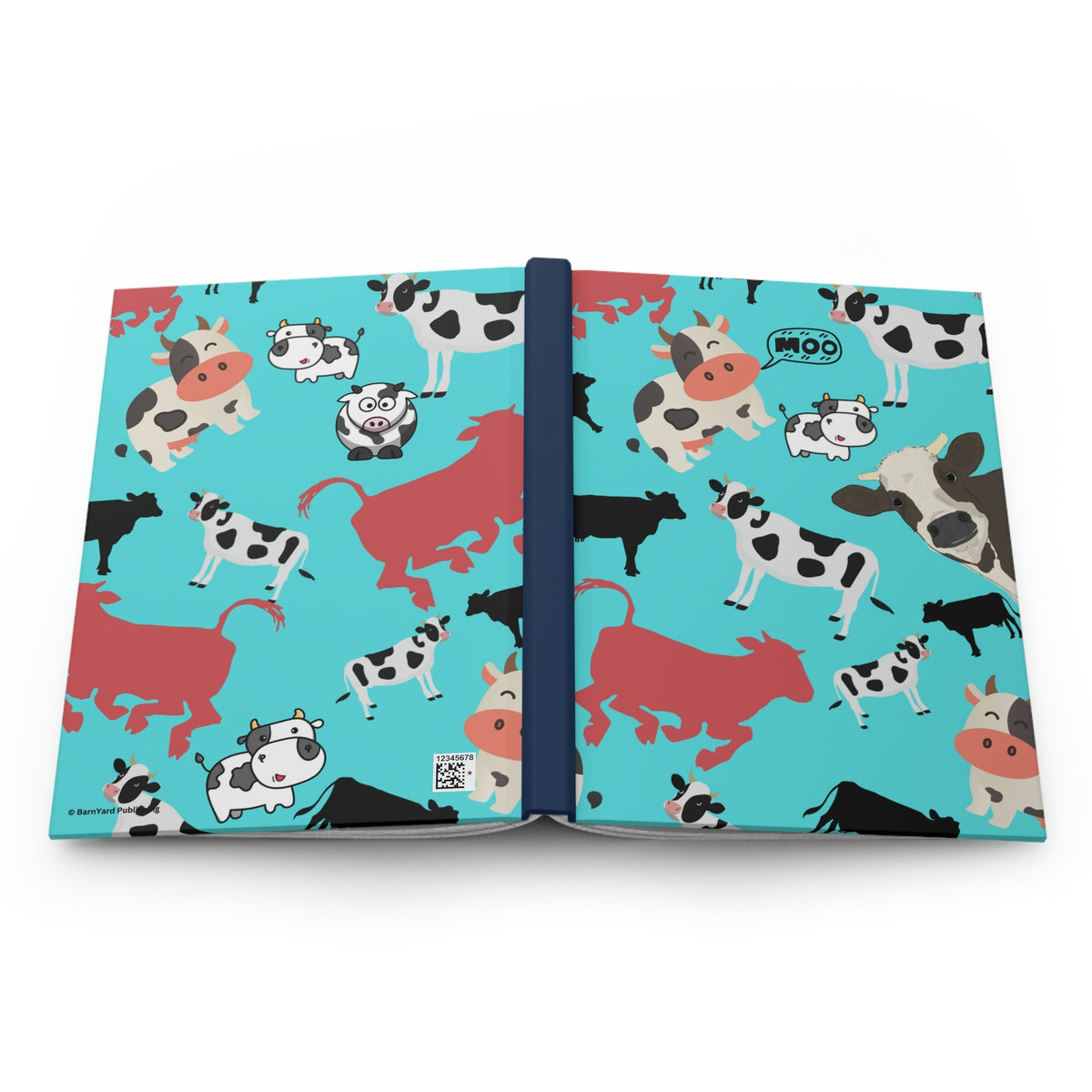 Fun Cow Journal  - 150 page (75 sheets) Lined Hardback Journal | Cow Lover Gift