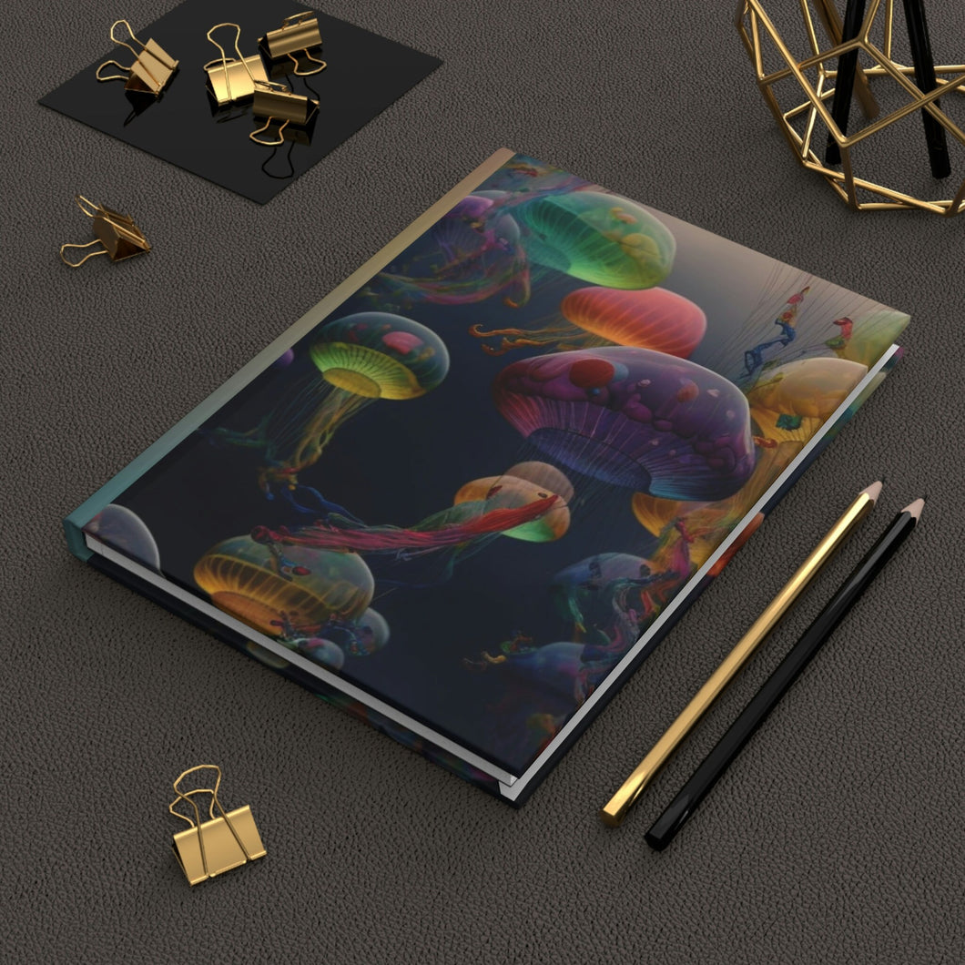Rainbow Jellyfish , - 150 page (75 sheets) Line Hardback Journal