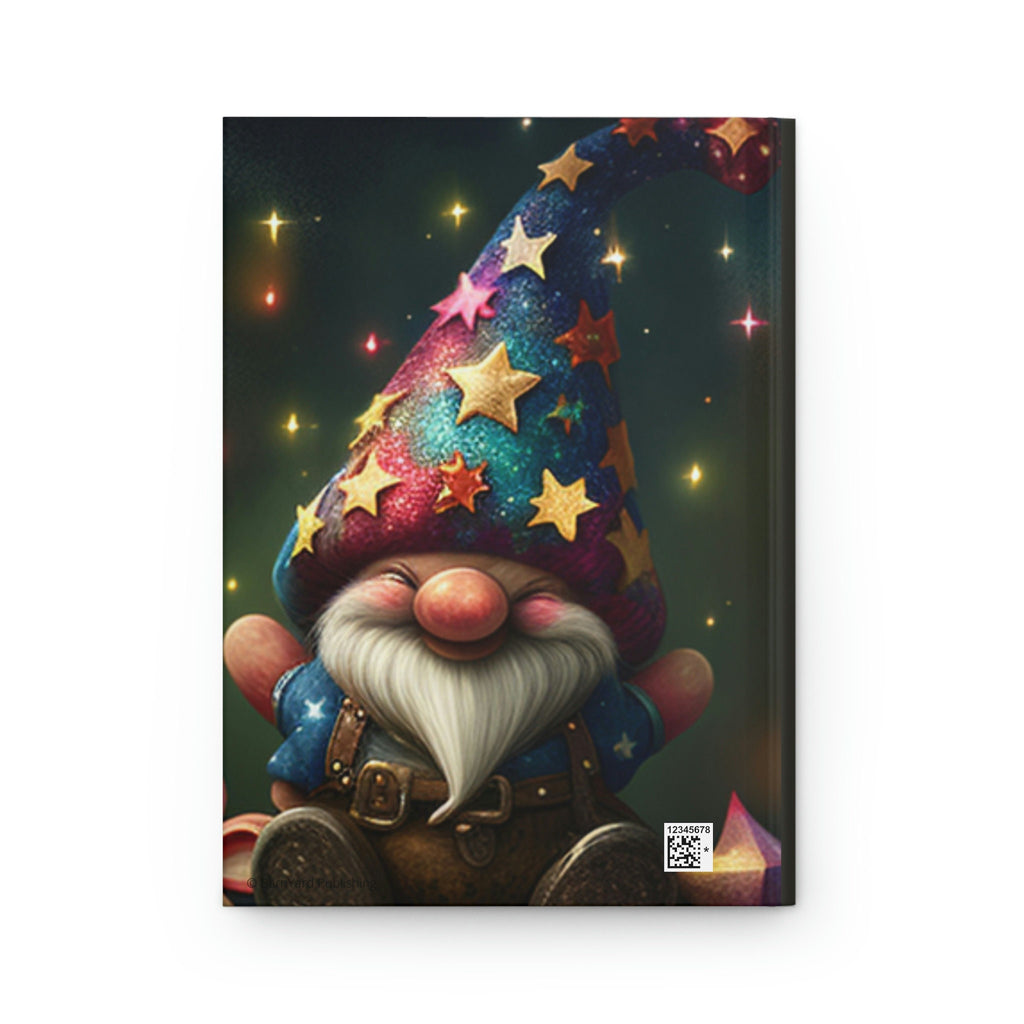 Rainbow Garden Gnome, - 150 page (75 sheets) Line Hardback Journal