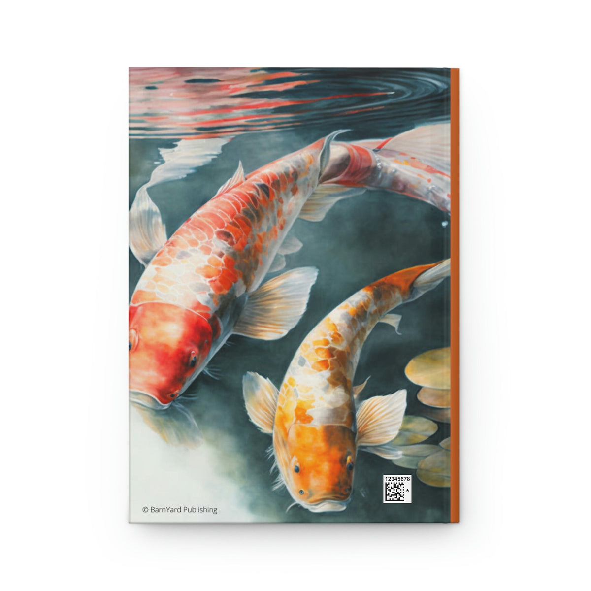 Koi Fish Pond, - 150 page (75 sheets) Line Hardback Journal