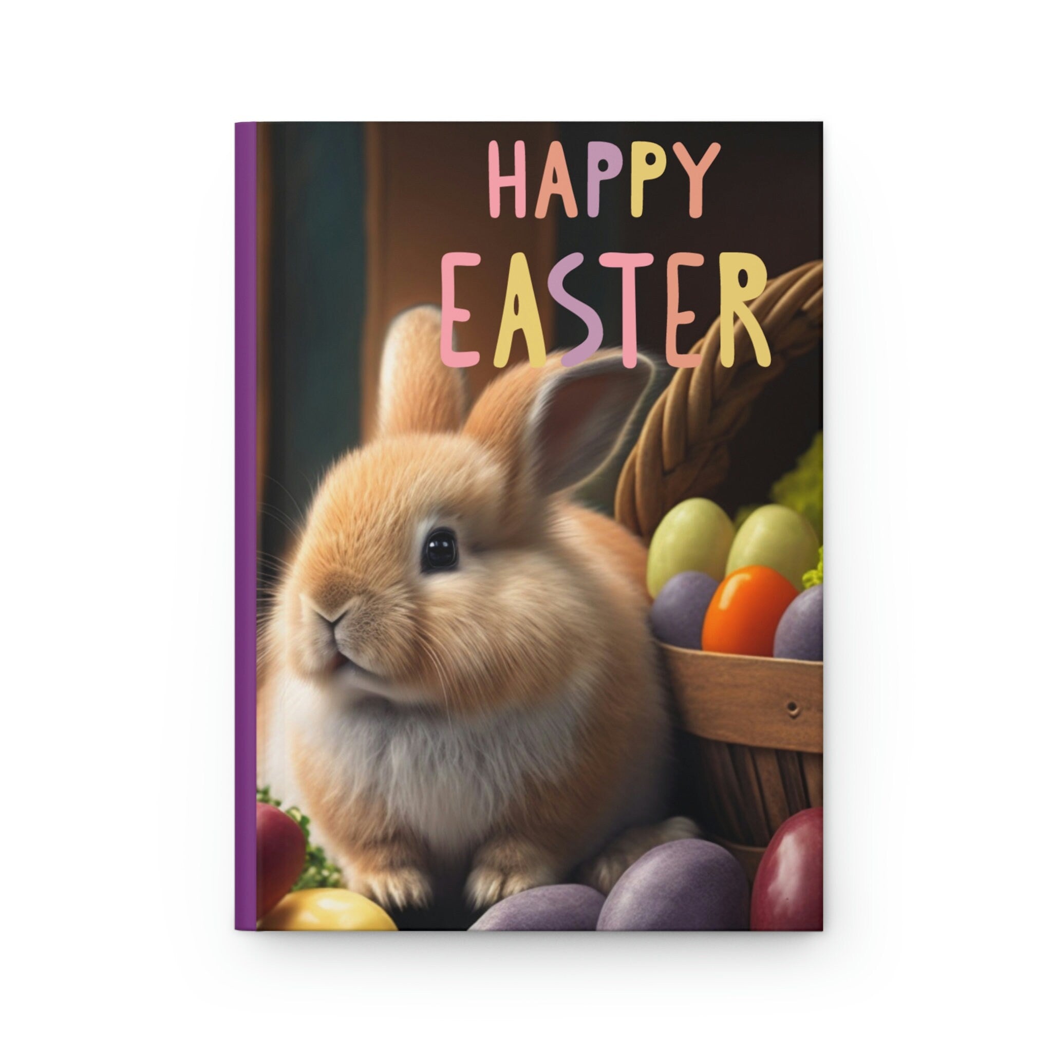 Happy Easter, Easter Bunny Journal - 150 page (75 sheets) Line Hardback Journal Easter Gift for Kids, Easter Journal