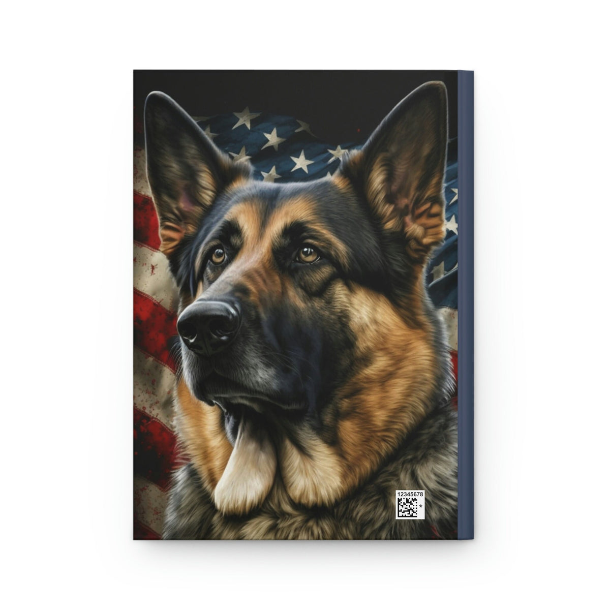German Shepherd Flag, Patriotic Journal - 150 page (75 sheets) Lined Hardback Journal