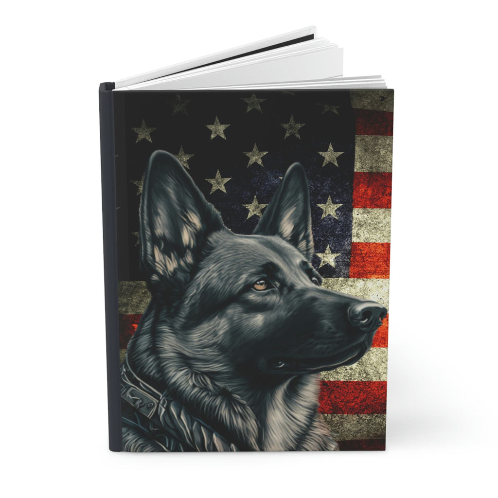 Grey German Shepherd - 150 page (75 sheets) Lined Hardback Journal | Patriotic German Shepherd | Grey German Shepherd