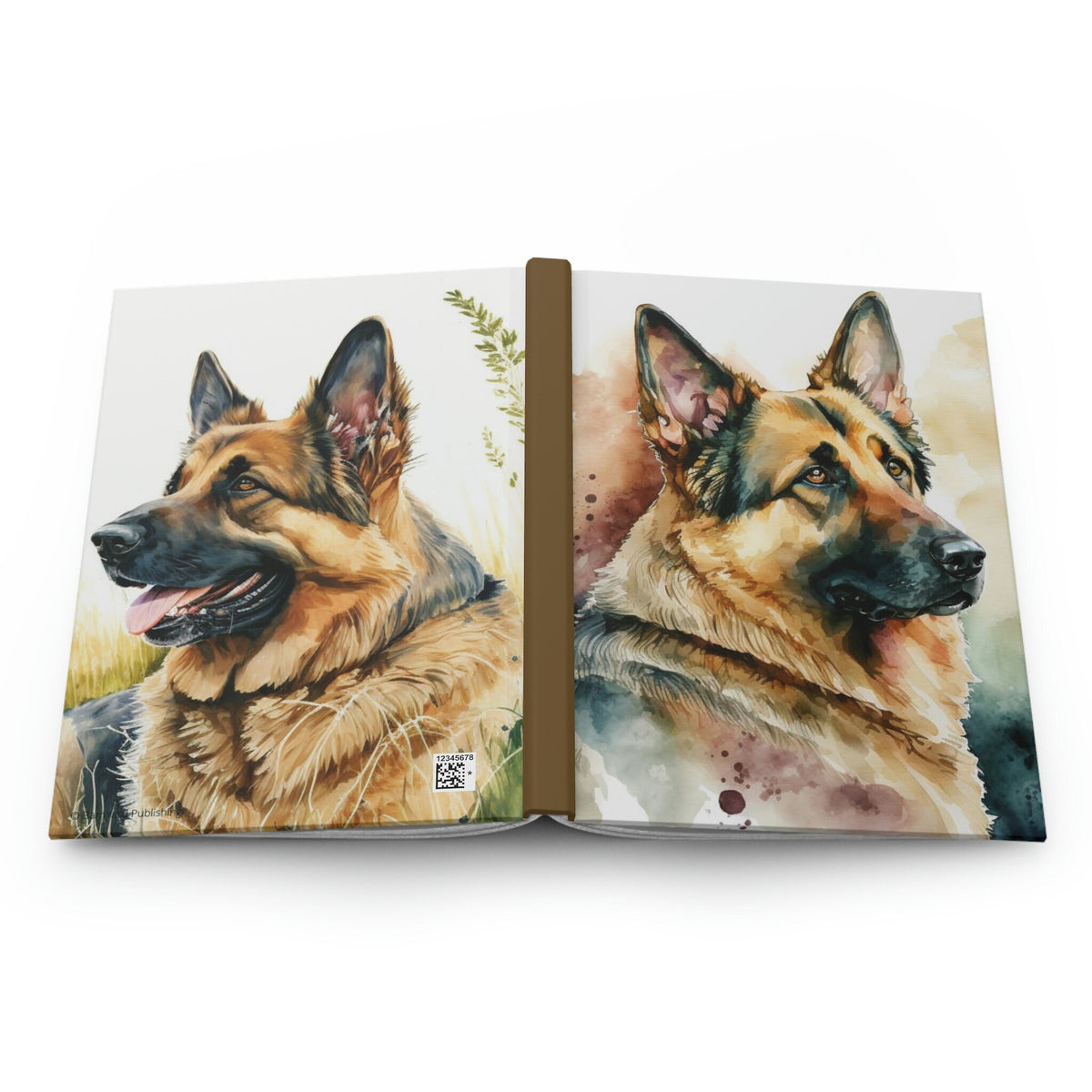 German Shepherd , - 150 page (75 sheets) Line Hardback Journal