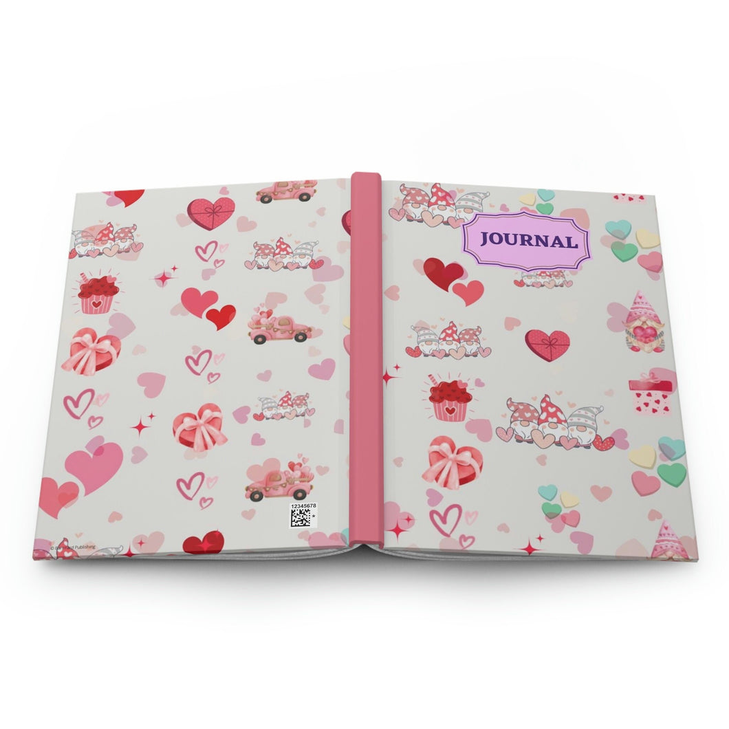 Valentine's Day Gnome Journal - 150 page (75 sheets) Line Hardback Journal