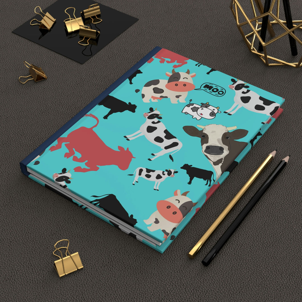 Fun Cow Journal  - 150 page (75 sheets) Lined Hardback Journal | Cow Lover Gift