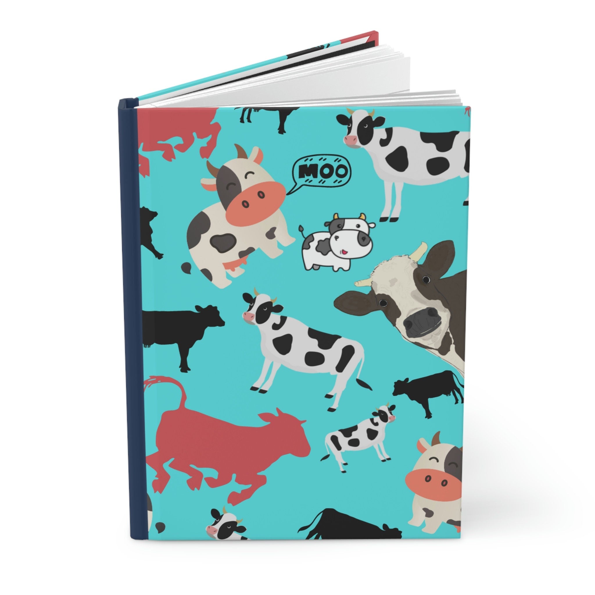 Fun Cow Journal  - 150 page (75 sheets) Lined Hardback Journal | Cow Lover Gift
