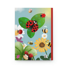 Load image into Gallery viewer, Ladybug and Bumblebee Garden - 150 page (75 sheets) Lined Hardback Journal | Bumblebee, Ladybugs and Flowers Secret Garden
