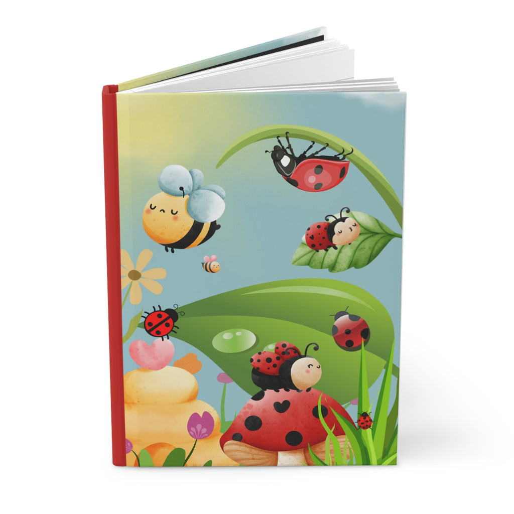 Ladybug and Bumblebee Garden - 150 page (75 sheets) Lined Hardback Journal | Bumblebee, Ladybugs and Flowers Secret Garden