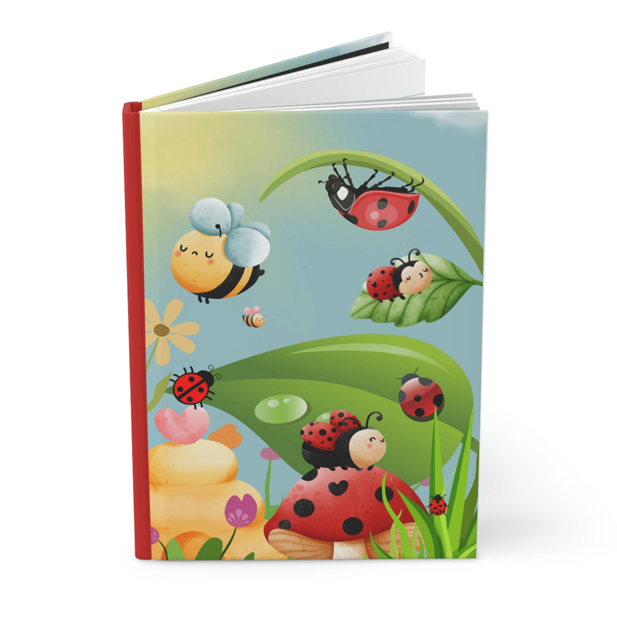 Ladybug and Bumblebee Garden - 150 page (75 sheets) Lined Hardback Journal | Bumblebee, Ladybugs and Flowers Secret Garden