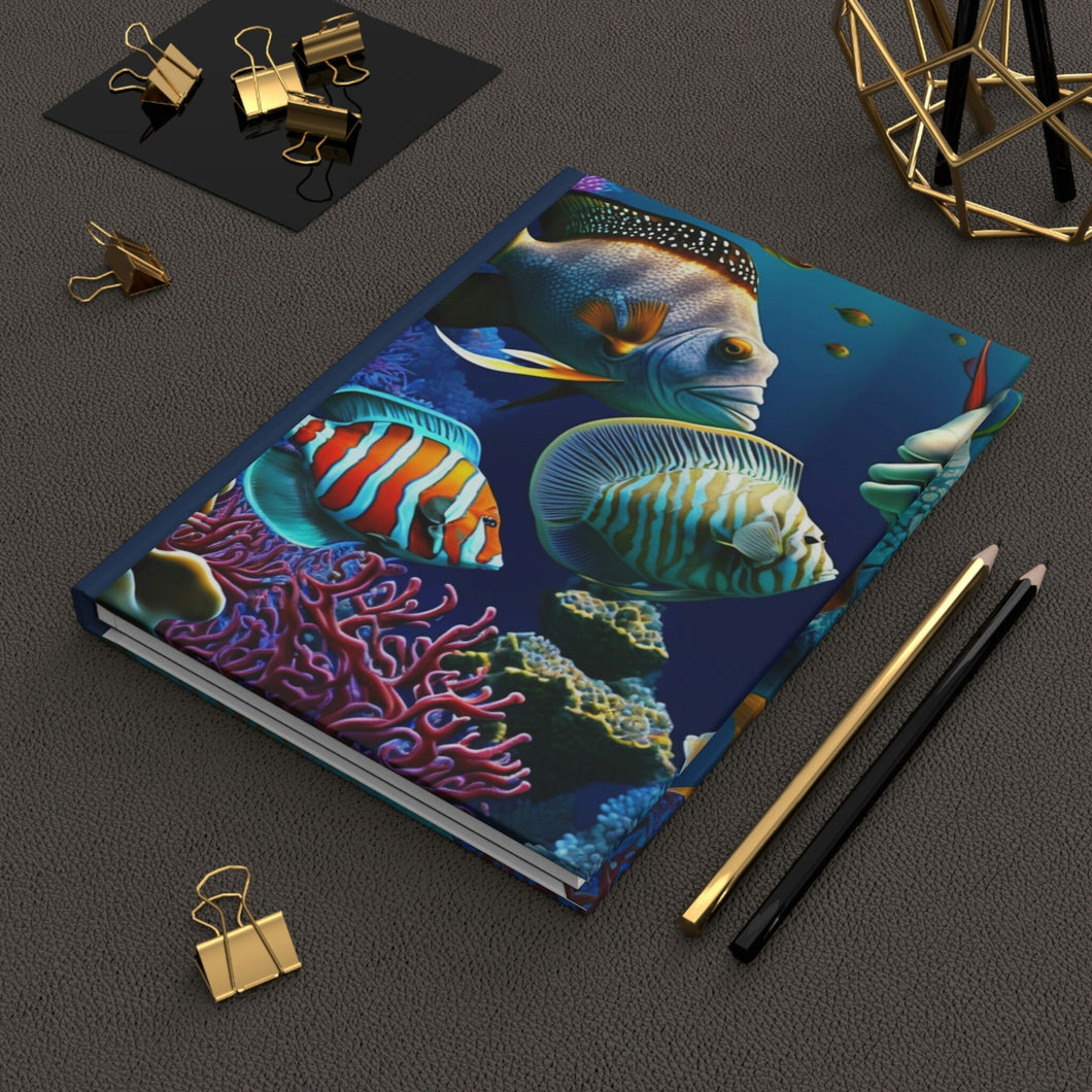 Tropical Fish Journal  - 150 page (75 sheets) Lined Hardback Journal |  Tropical Fish Journal | Underwater Fish