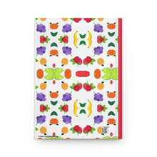 Load image into Gallery viewer, Fruity Fun  - 150 page (75 sheets) Lined Hardback Journal  |Aesthetic Fun Fruits Cherry, Strawberry, Banana, Peach, Pineapple
