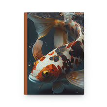 Load image into Gallery viewer, Black, Orange, and Gold Koi Fish  - 150 page (75 sheets) Lined Hardback Journal | Koi Fish Secret Pond
