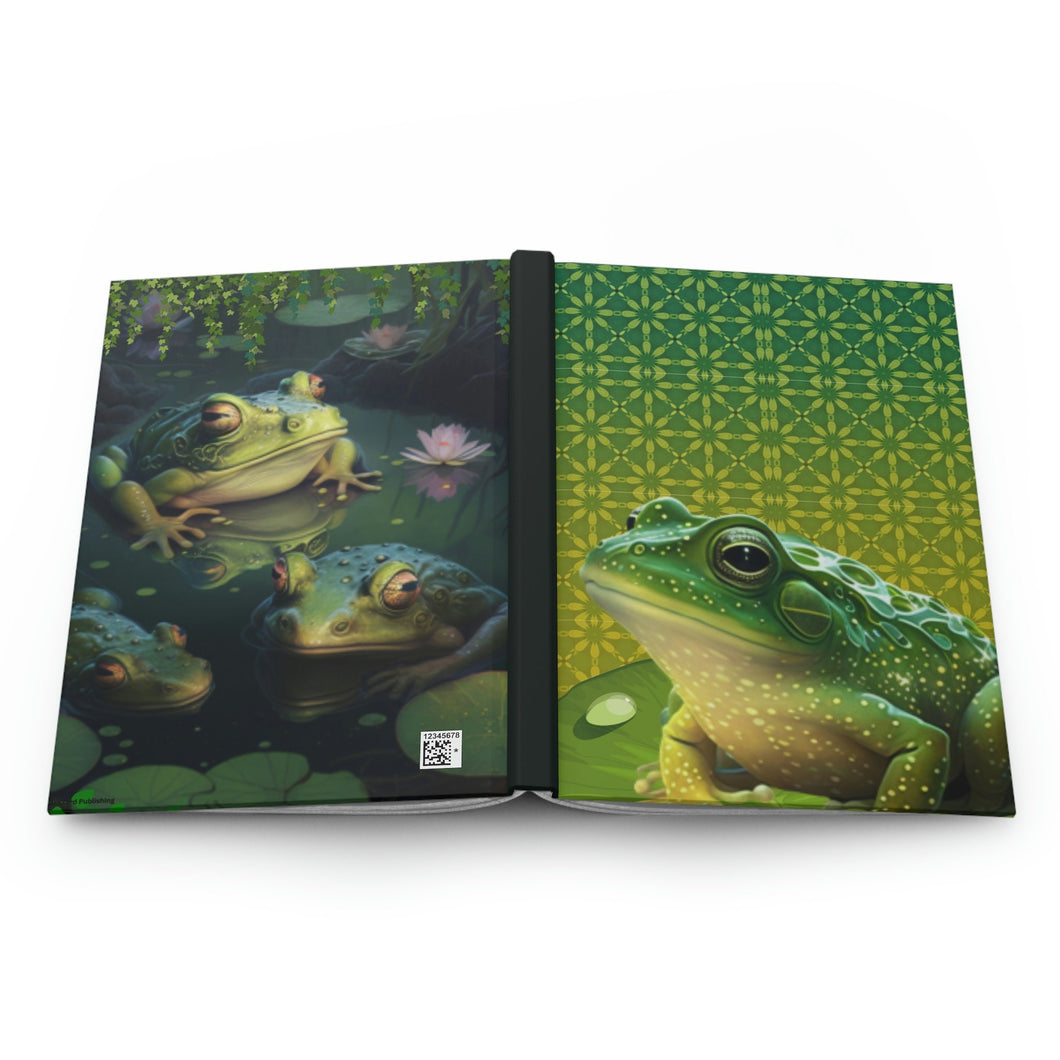 Magical Frog Pond - 150 page (75 sheets) Lined Hardback Journal | Enchanted Frog Pond | Green Frog Lined Journal