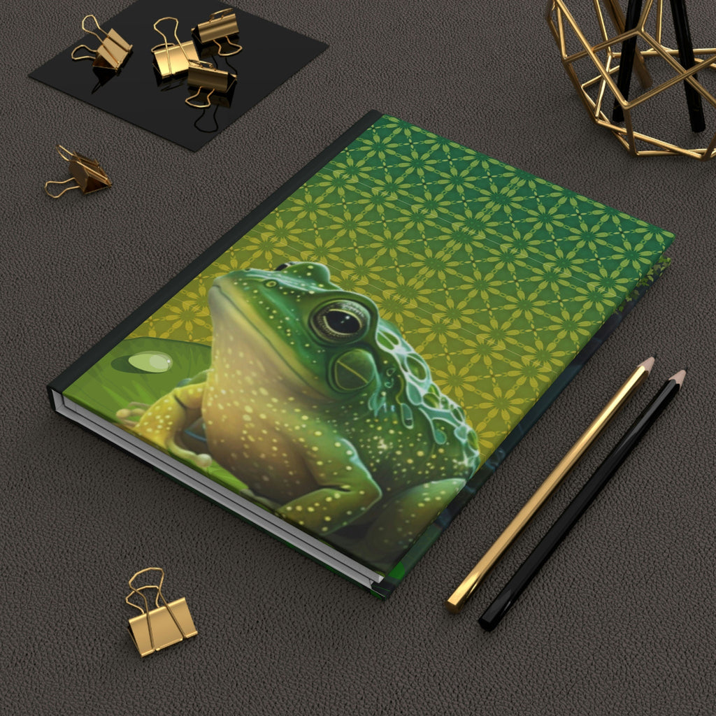 Magical Frog Pond - 150 page (75 sheets) Lined Hardback Journal | Enchanted Frog Pond | Green Frog Lined Journal