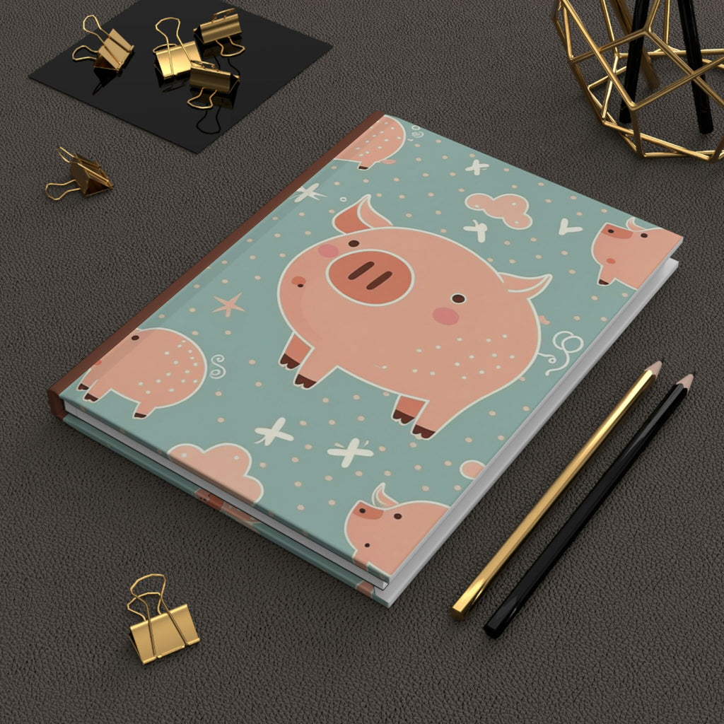 Little Pigs  - 150 page (75 sheets) Lined Hardback Journal | Cute Playful Little Pigs