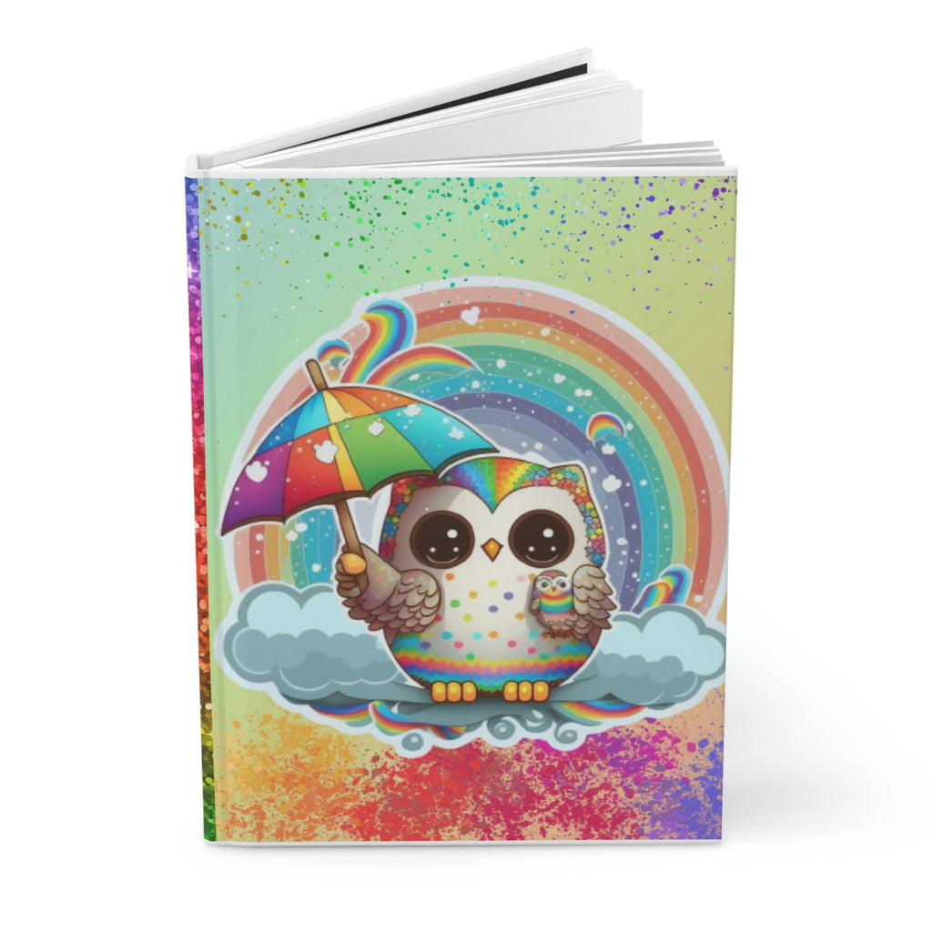 Rainbow Owls  - 150 page (75 sheets) Lined Hardback Journal | Cute Rainbow Owl, Kawaii Style