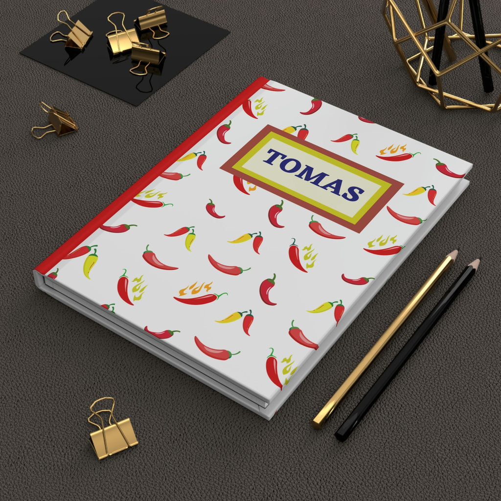Personalized Chili Pepper Lined Journal - 150 page (75 sheets) Lined Hardback Journal