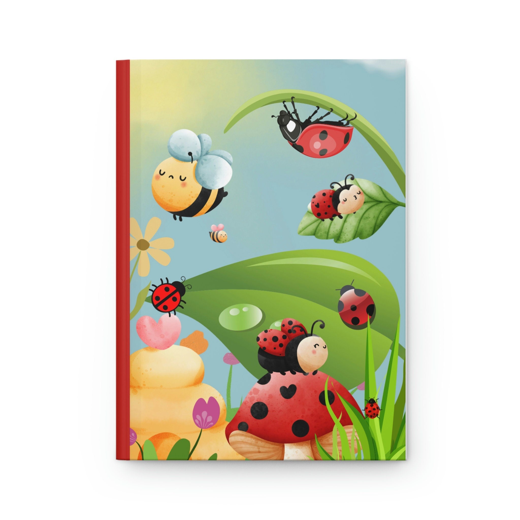 Ladybug and Bumblebee Garden - 150 page (75 sheets) Lined Hardback Journal | Bumblebee, Ladybugs and Flowers Secret Garden