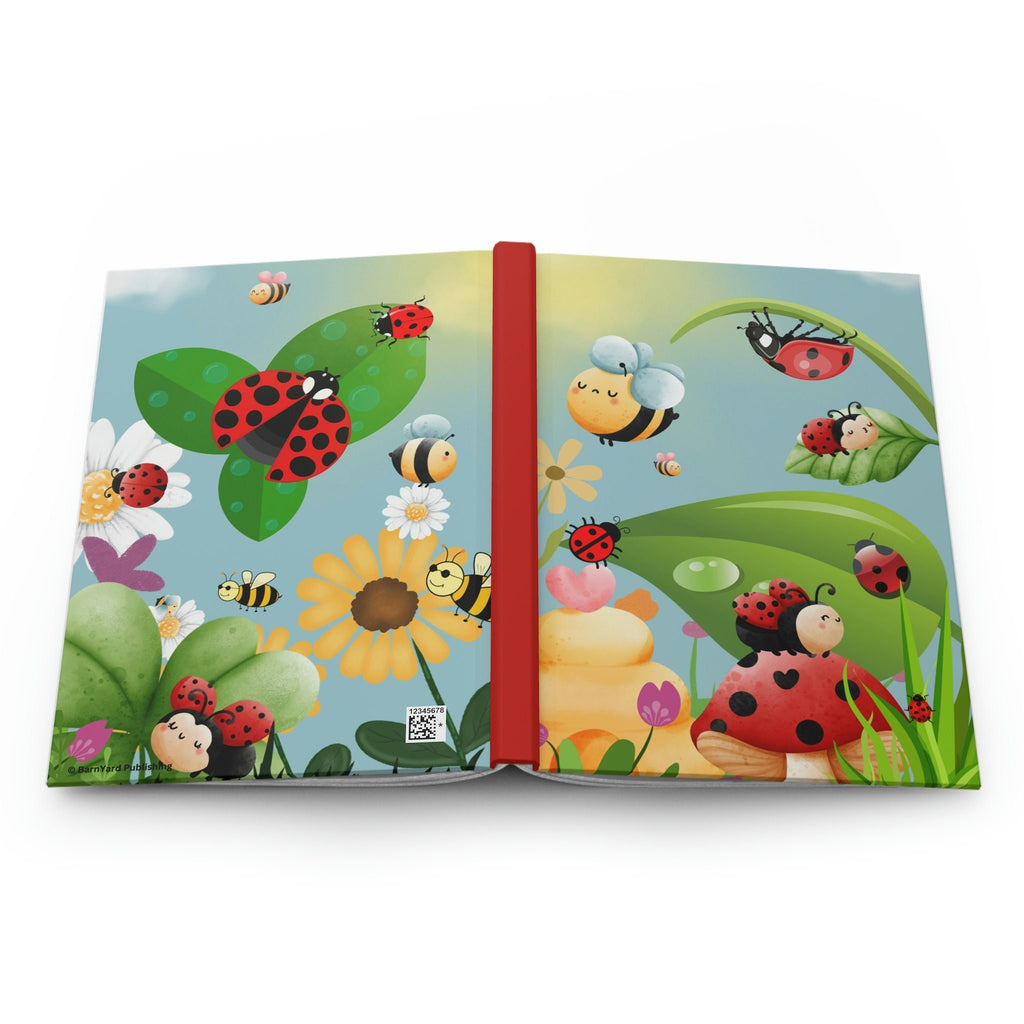 Ladybug and Bumblebee Garden - 150 page (75 sheets) Lined Hardback Journal | Bumblebee, Ladybugs and Flowers Secret Garden