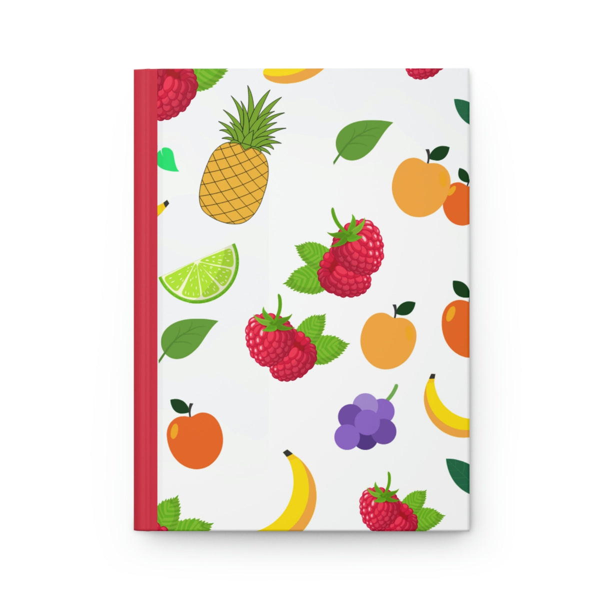Fruity Fun  - 150 page (75 sheets) Lined Hardback Journal  |Aesthetic Fun Fruits Cherry, Strawberry, Banana, Peach, Pineapple