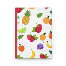 Load image into Gallery viewer, Fruity Fun  - 150 page (75 sheets) Lined Hardback Journal  |Aesthetic Fun Fruits Cherry, Strawberry, Banana, Peach, Pineapple
