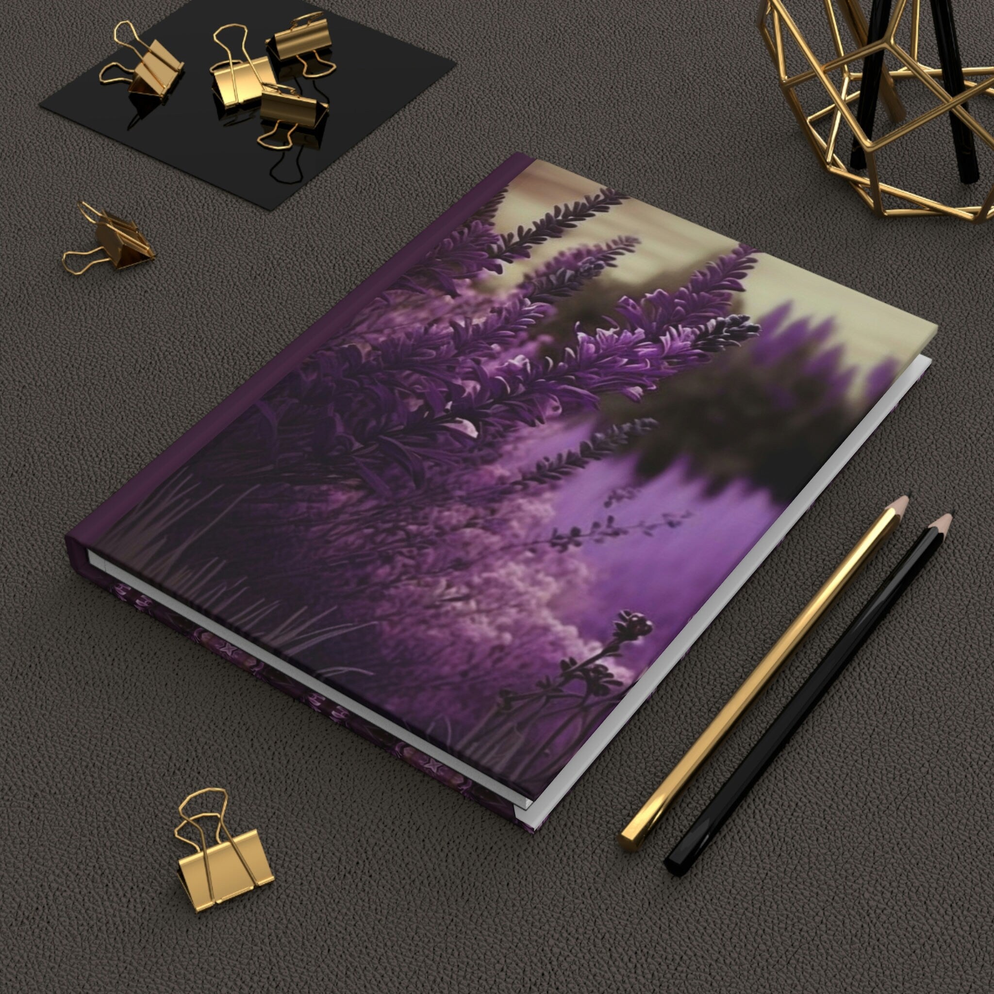 Lavender Fields  - 150 page (75 sheets) Lined Hardback Journal | Lavender Secret Meadow