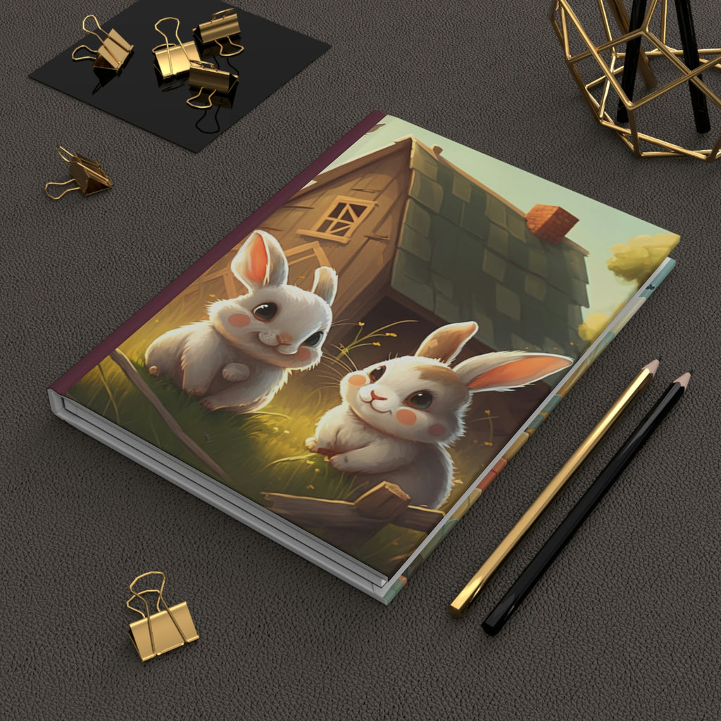 Rabbit Friends - 150 page (75 sheets) Lined Hardback Journal | Fun Lined Cat Journal