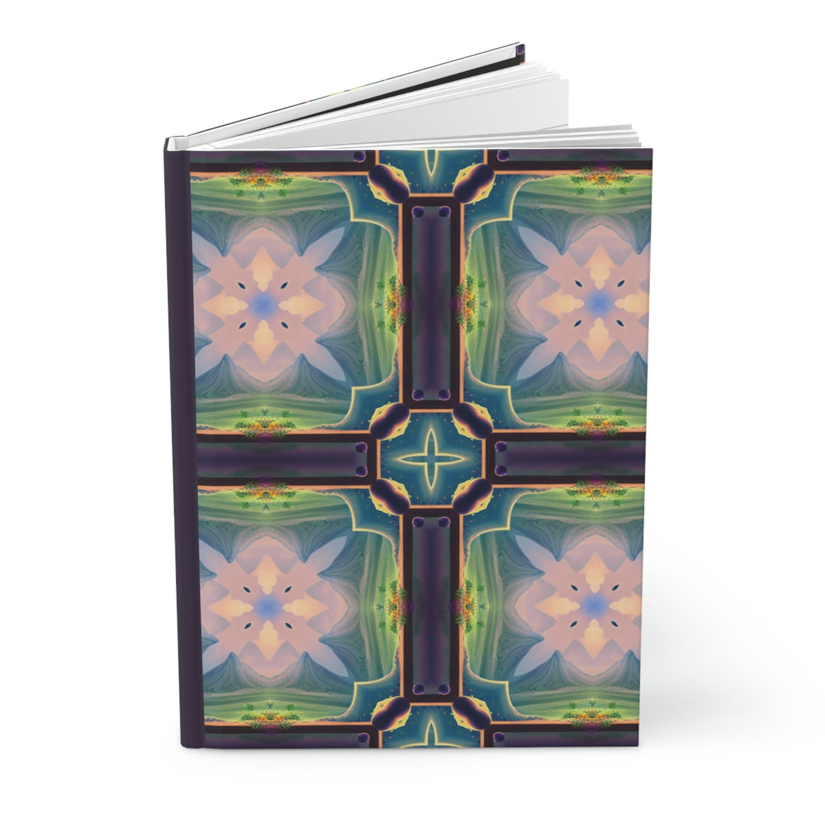 Crystal Dreams Geometric Designs - 150 page (75 sheets) Lined Hardback Journal |Snowflake Crystal Rainbow