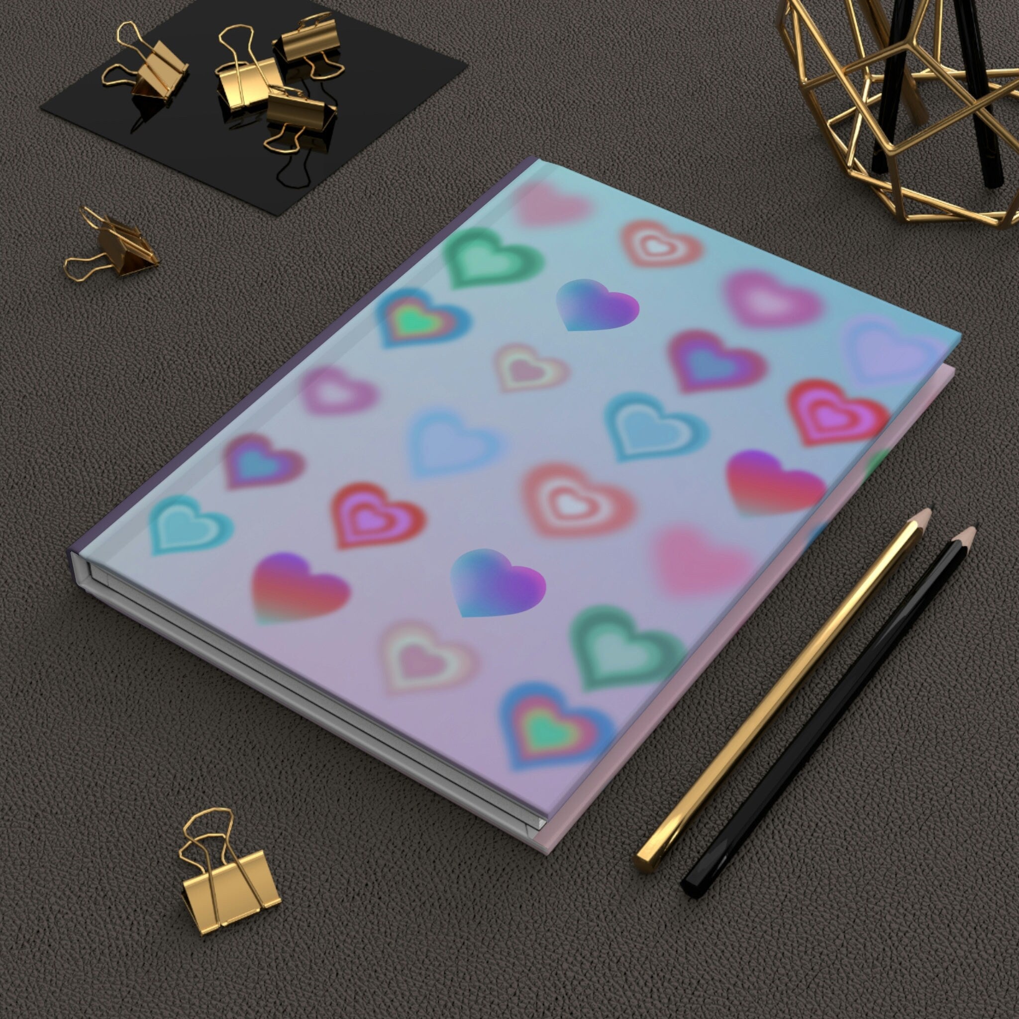 Rainbow Hearts  - 150 page (75 sheets) Lined Hardback Journal | Rainbow Hearts Journal