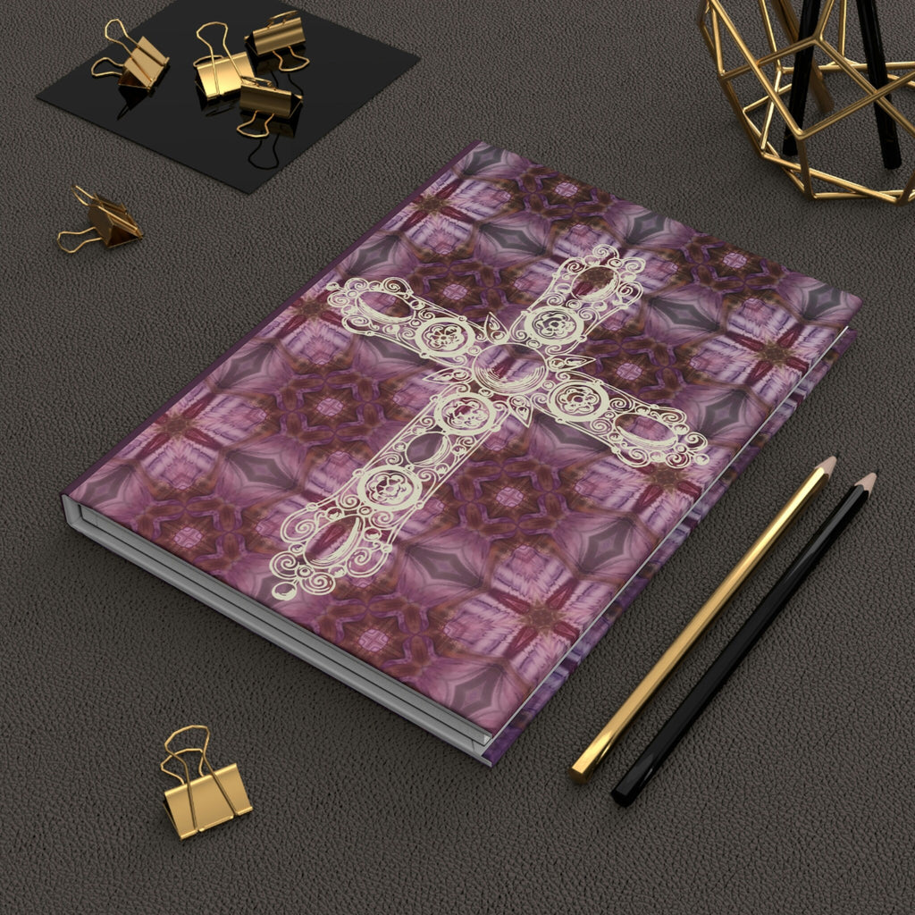Christian Cross Mosaic Tiles - 150 page (75 sheets) Lined Hardback Journal |