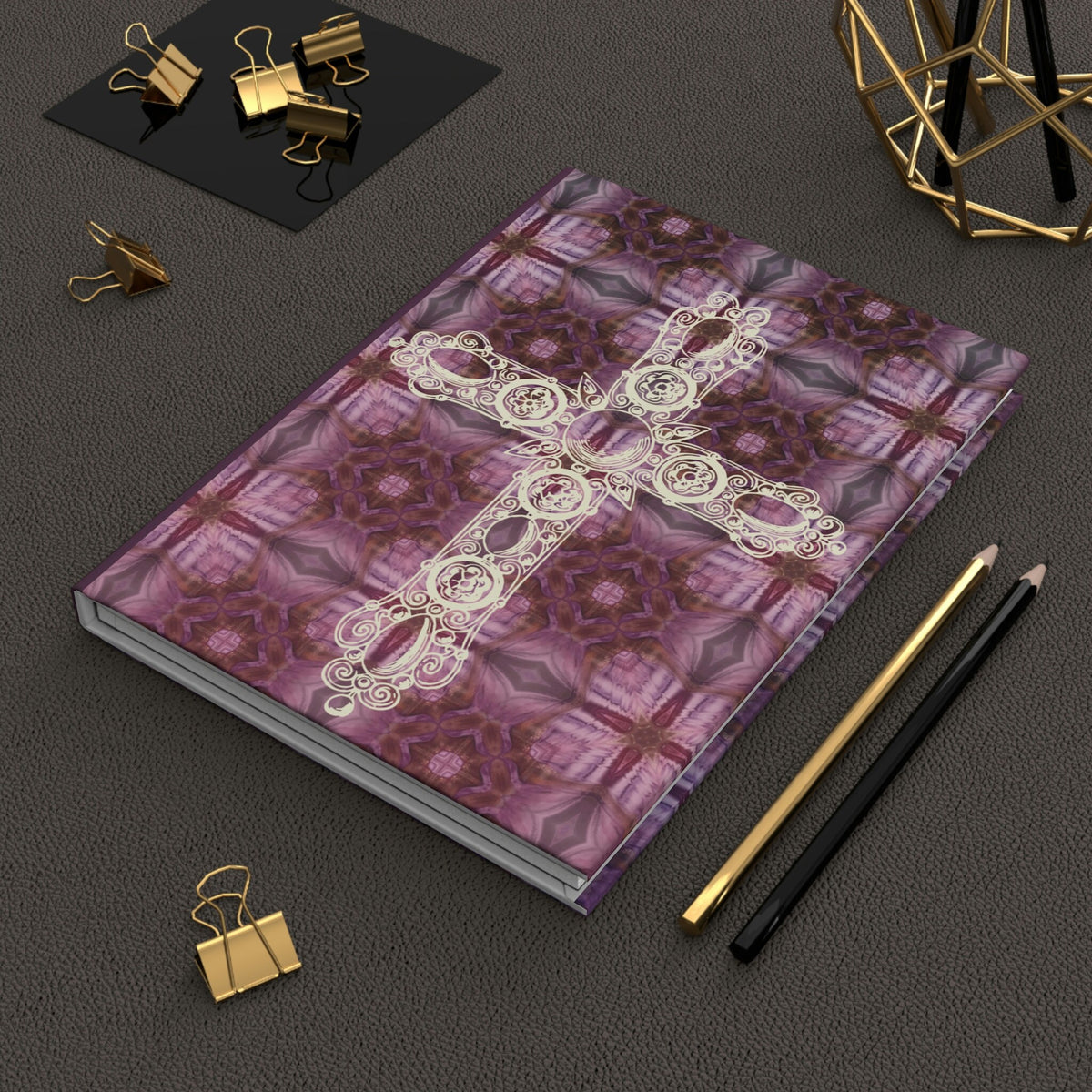 Christian Cross Mosaic Tiles - 150 page (75 sheets) Lined Hardback Journal |