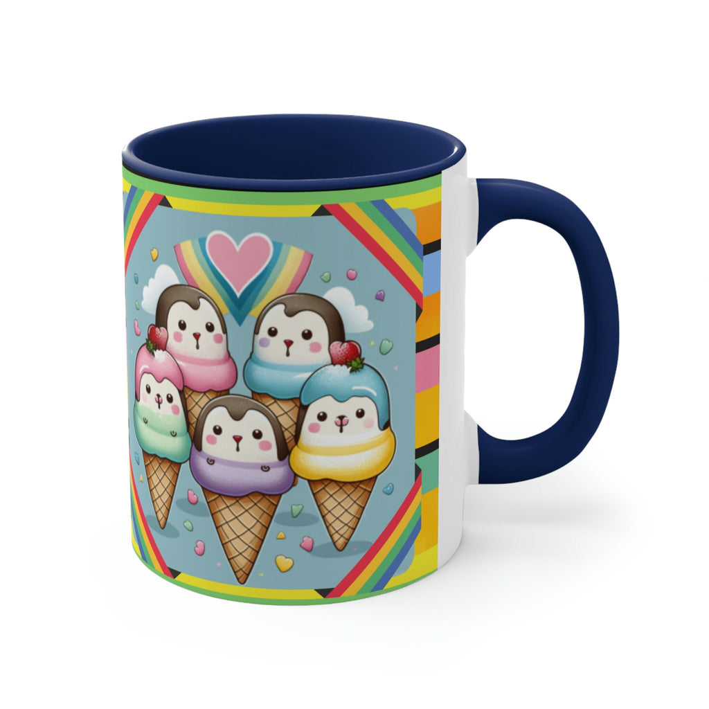 Kawaii Penguins and Ice Cream Coffee Mug, 11oz | Funny Gift | Cute Coffee Mug | Cute Kawaii Coffee/Tea Mug