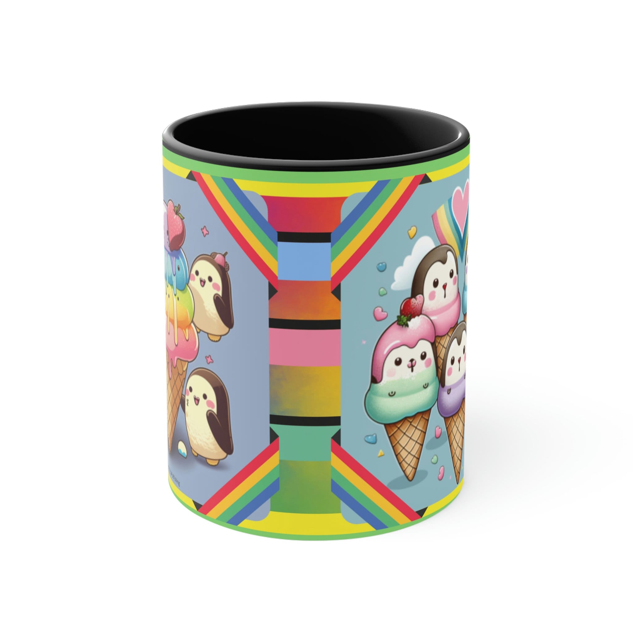Kawaii Penguins and Ice Cream Coffee Mug, 11oz | Funny Gift | Cute Coffee Mug | Cute Kawaii Coffee/Tea Mug
