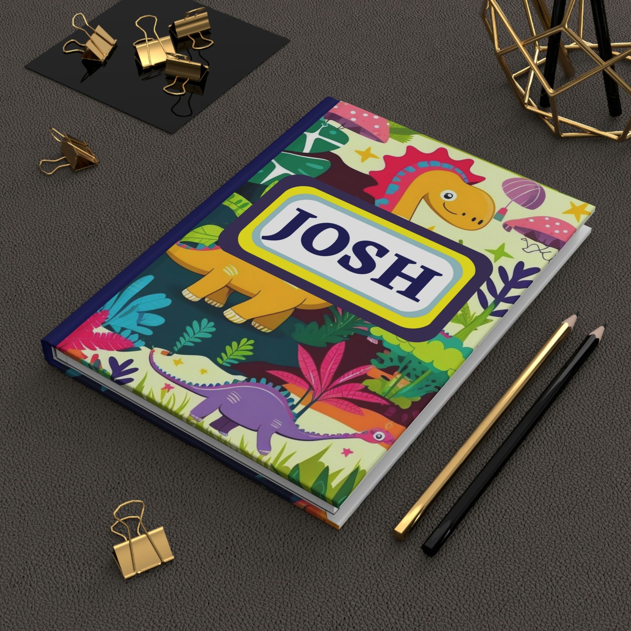 Personalized Cute Dinosaur Lined Journal - 150 page (75 sheets) Lined Hardback Journal