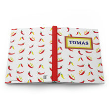 Load image into Gallery viewer, Personalized Chili Pepper Lined Journal - 150 page (75 sheets) Lined Hardback Journal
